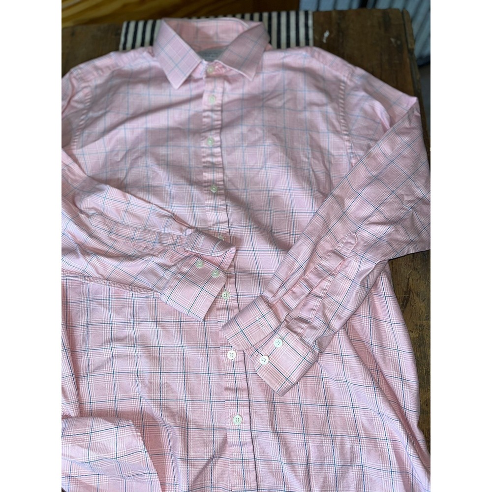 Charles Tyrwhitt Pink Blue Glen Plaid Dress Shirt‎ 17/35in Cotton Spread Collar - Picture 4 of 7
